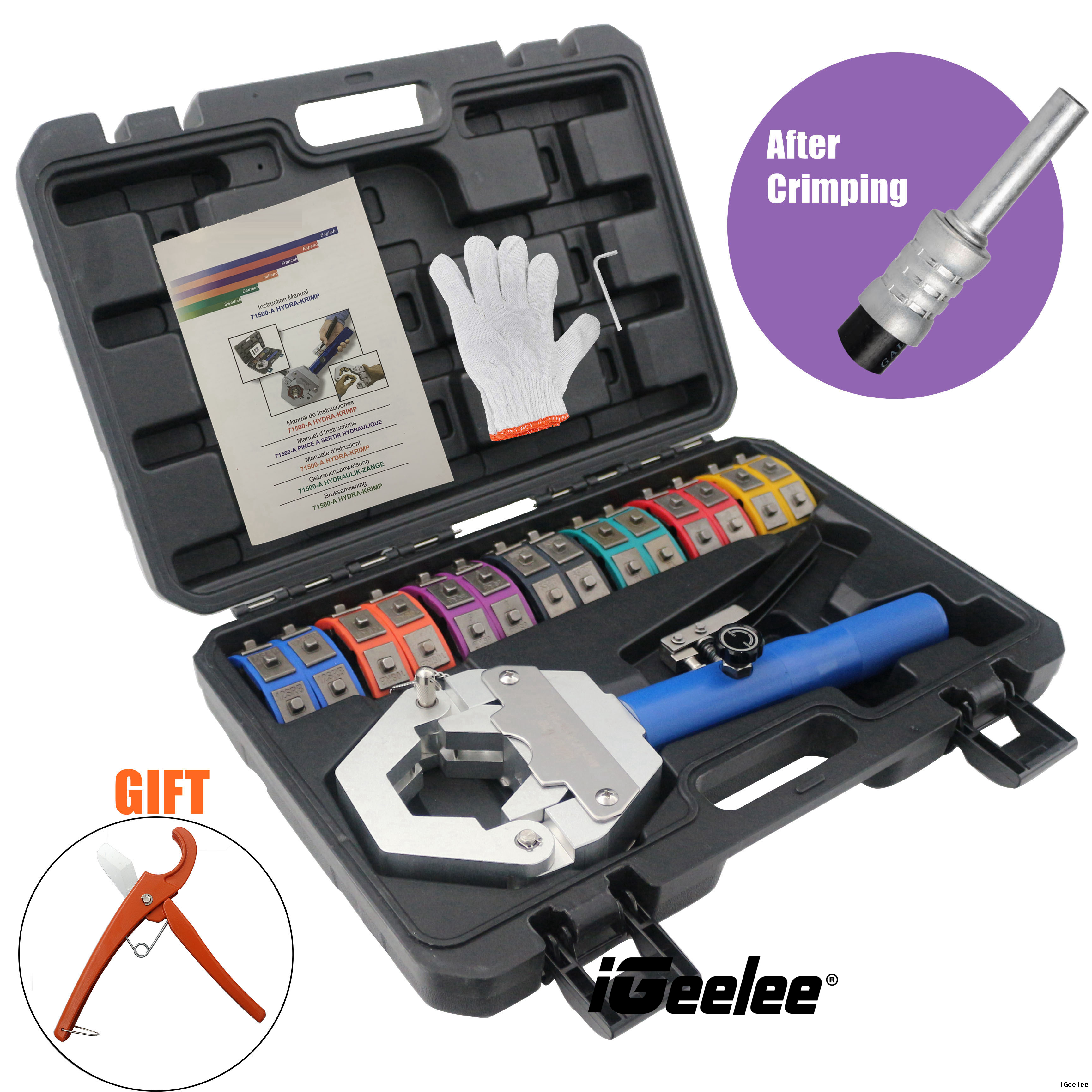 iGeelee IG-71500 Hydraulic A/C Hose Crimping Tool kit for car 